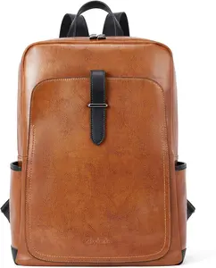 Women's Leather Laptop Backpack - 15.6 Inch Computer Bag for College, Work, and Travel in Brown
