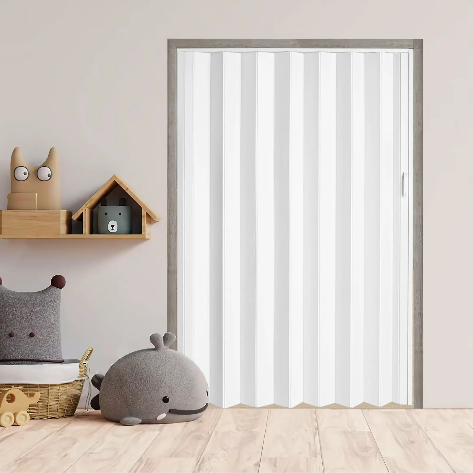 PVC Accordion Door Accordion Sliding Door 60X80 Inches with Installation Hardware Handle Lock for Bedroom Living Room Wardrobe