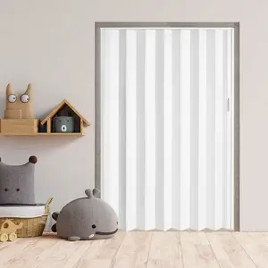 PVC Accordion Door Accordion Sliding Door 60X80 Inches with Installation Hardware Handle Lock for Bedroom Living Room Wardrobe