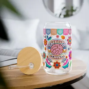 Cafecito Y Chisme 16 oz glass cup Drinkware