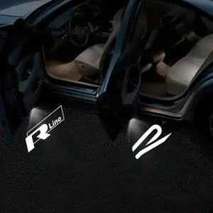 2Pcs LED Car Door Light Welcome Projector Lamp For Volkswagen VW R Line GTI Touareg 7P Golf 5 6 7 Jetta MK5 MK7 Passat B6 B7 B8 B9 CC Tiguan Accessories Led Car Lights