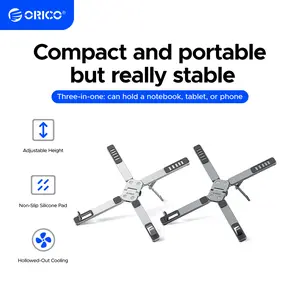 ORICO Portable Laptop Stand for Travel & Desk, Ultra-Compact Foldable Aluminum 3-in-1 Riser for Laptop, Tablet & Phone, 5 Adjustable Heights, Compatible with MacBook/HP/Dell/iPad/iPhone – PN1