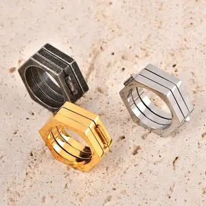 Men’s titanium steel ring — multilateral, simple, retro design; tiger motif; versatile; suitable for self-defense