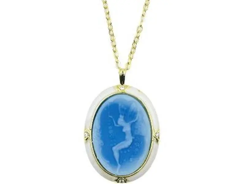 Cameo Lady Queen Goddess Necklace Enamel Medal Necklace,Oval Lady Maiden Cameo Necklace,Cameo Jewelry for Women