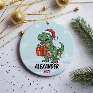 Boys Christmas Ornament - Personalized Dinosaur Christmas Ornament - Cute Boys Christmas Ornament