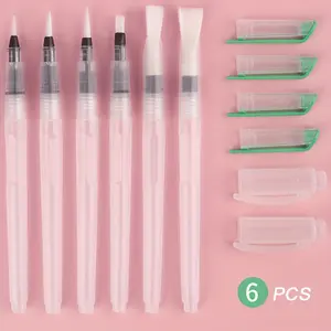 6pcs Watercolor Brush Pen Paintbrush Set, Art Supplies Refillable Ink and Water Brush Pen for Watercolour Acrylic Painting Colour Blending Calligraphy Brushes, Art Craft Supplies