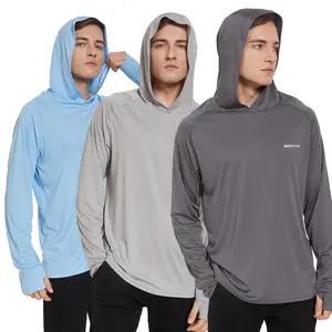 3 Men's Long Sleeve Rashguard Hoodie UPF50+ Shirt Rash Guard Fishing Clothing UV Sun Protection Surfing Swimming Running