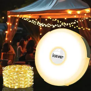 Camping String Lights, 32.8FT Rechargeable Waterproof Hanging Lamp Portable LED Light for Outdoor Camping, Awning, Tent, Garden Party, Yard, Festival Decor (5 Lighting Modes)