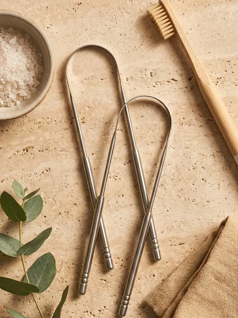 2-Pack Metal 304 Stainless Steel Tongue Scrapers, Gentle Deep Cleansing Oral Care Tools for Youth & Adults’ Daily Care, Fresh Breath, Mother's Day Gift Option, Prevents Bad Breath, User-Friendly, Dental Accessories, Unscented, Oral Health, Two-Pieces Keep