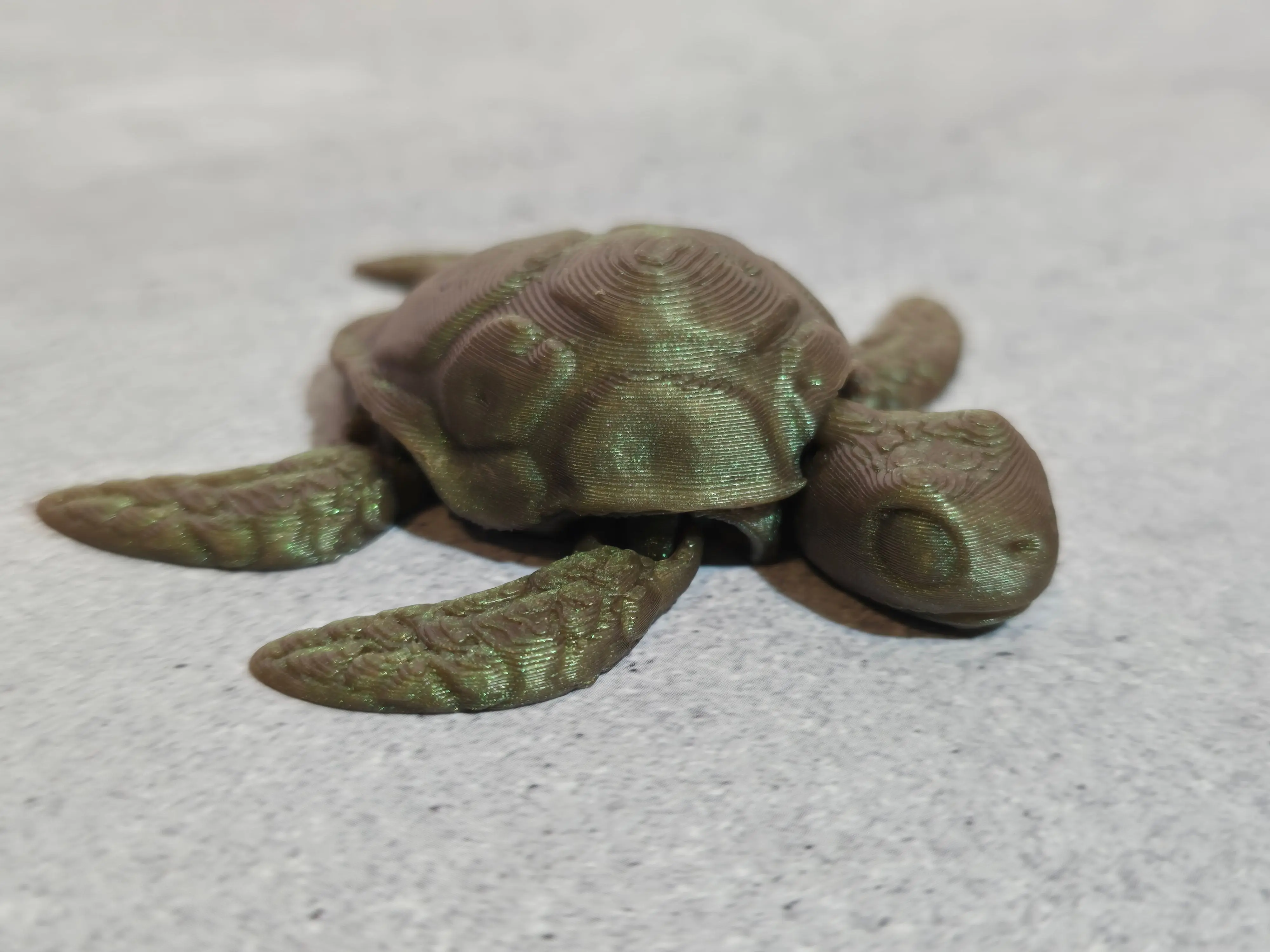Articulated Turtle - 3D Printed Fidget Toy in Shimmer Bronze