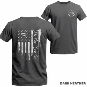 We The People 1776 T-Shirt – Distressed Grunge American Flag Graphic Tees, Patriotic Design, Unisex Casual Top, Menswear Top