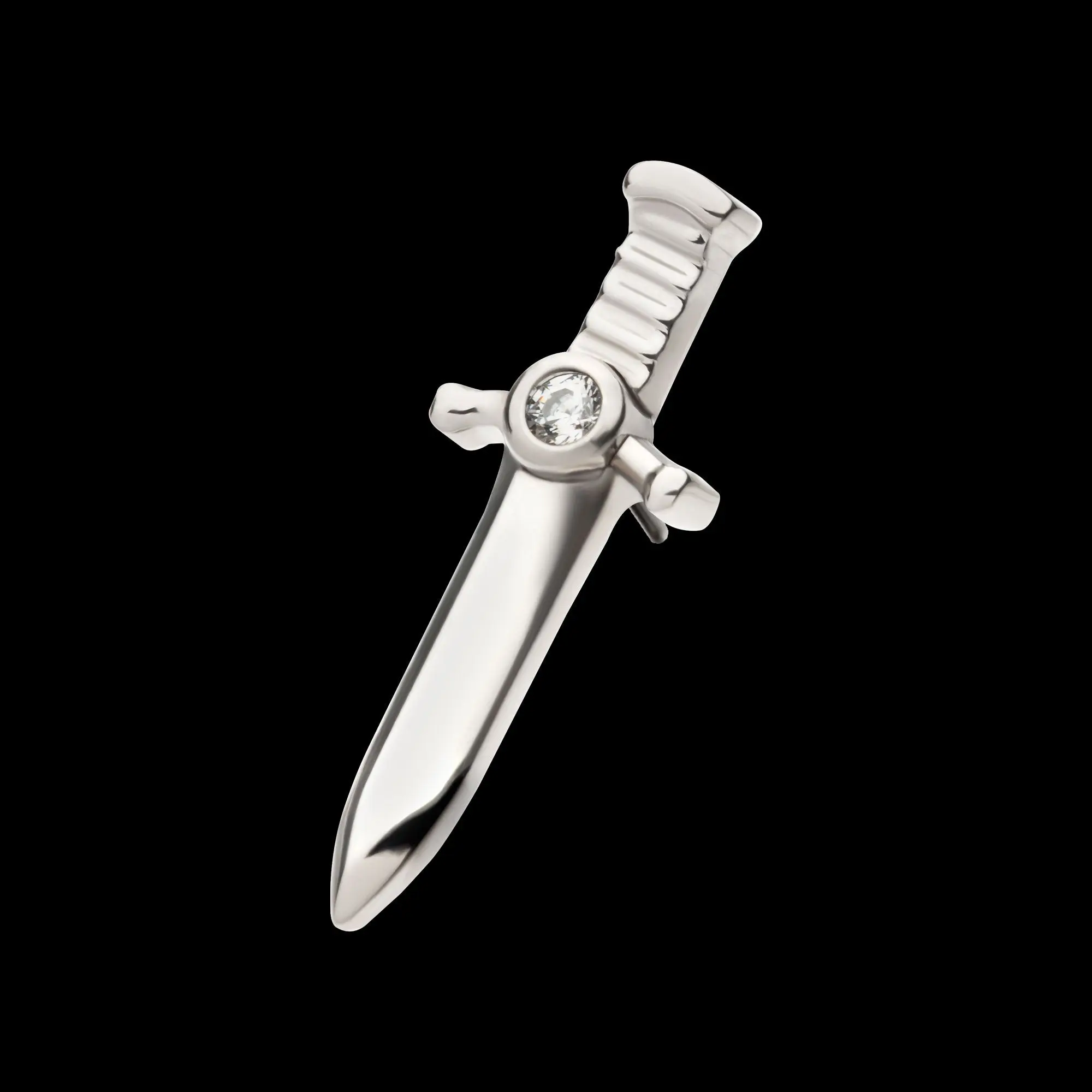 Bezel Set 1mm CZ Dagger Flatback Stud Earring / Nosering - CZ in Titanium