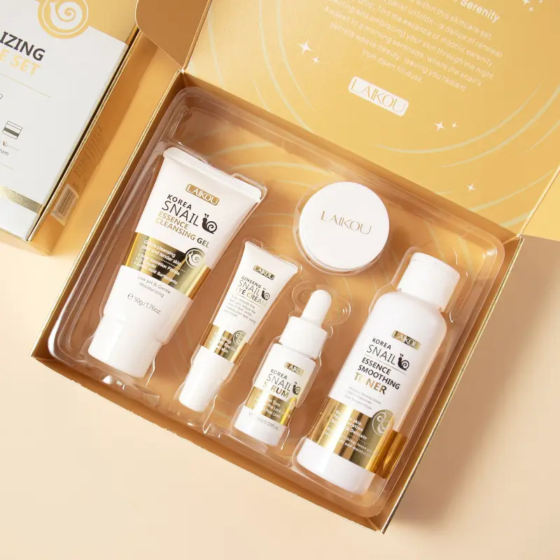 Snail Mucin Skincare Gift Set - Gentle Nourishing, 5-Piece Basic Facial Care, Skin Kit