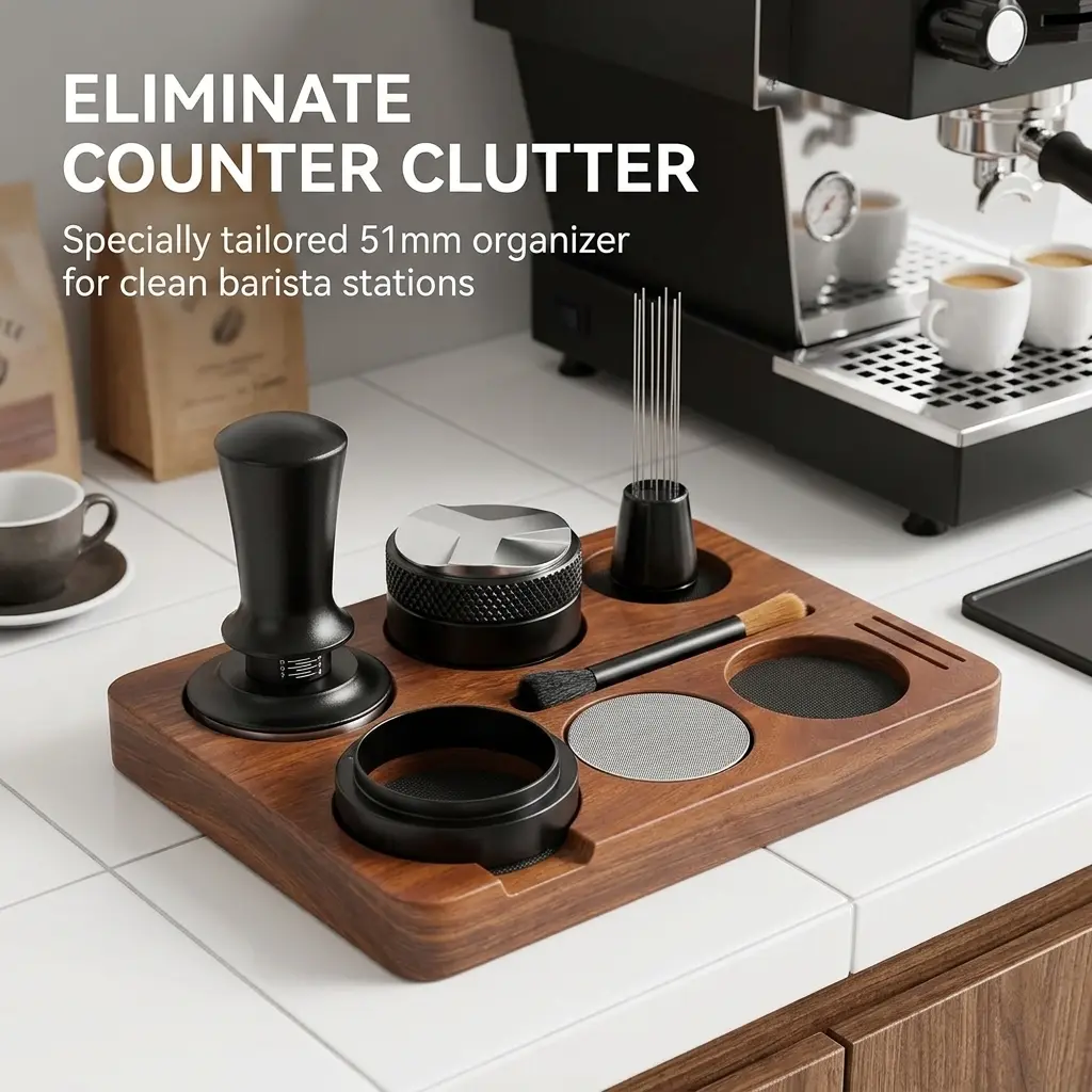 51mm Portafilter Espresso Accessories Kit with Measure Tamper, WDT Tool and Funnel for Coffee-Making