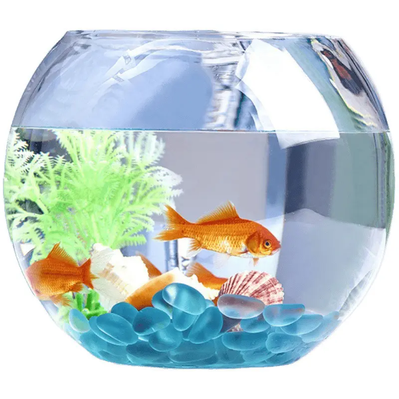 Office Small Fish Tank Thickened Transparent Glass Turtle Tank Living Room Home Desktop Round Ornamental Tank