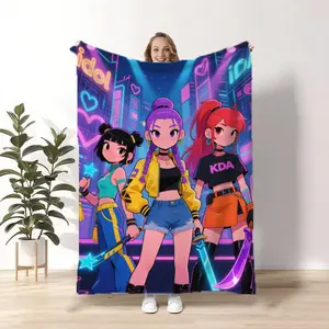 One piece of K-pop neon idol warrior group comfortable flannel blanket, soft and skin-friendly, suitable for all seasons, suitable for home, office, camping, an excellent gift， r34 blanket lola blanket， soft elastic breathable cooling blankets