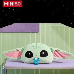 MINISO Star Wars Mandalorian Grogu Big Head Eating Frog Lounger Pillow, Cute Plush Cushion with Pull-Out Frog, Funny Unique Baby Yoda Couch Bed Decor Gift for Fans