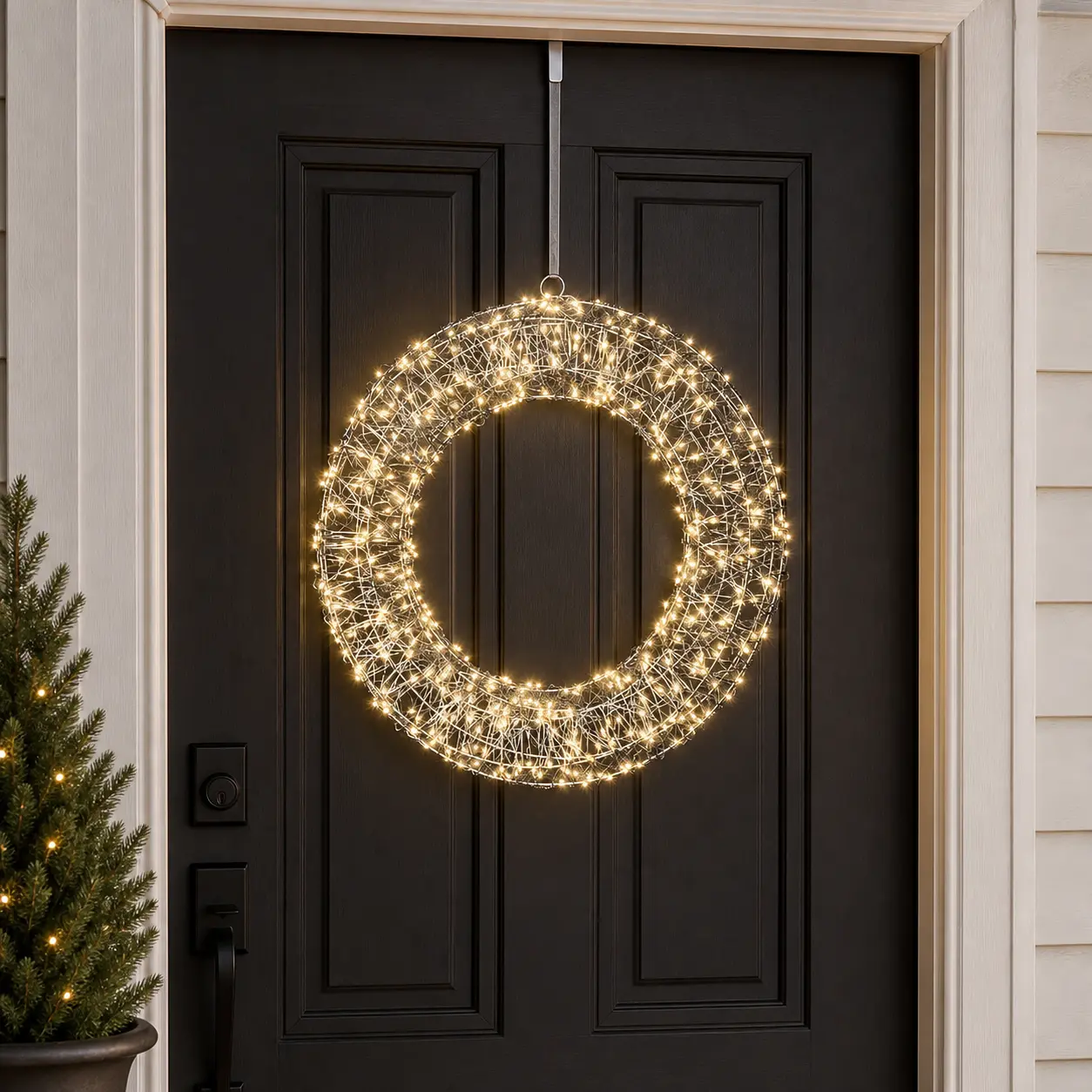 1.3 FT 500 Micro LED Warm White Silver Wire Wreath