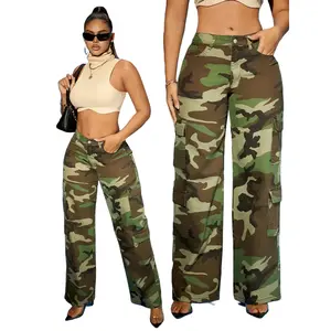 Plus-size women's jeans Fall Well-fitting women's camo cargo pants  Casual Everyday Style Womenswear Bottoms Denim Streetwear Camouflage baggy