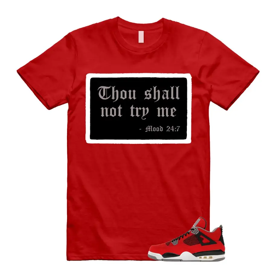 4 Toro Bravo Fire Red White Black Cement Grey 2026 T Shirt Match Funny, Cotton Unisex Graphic T-Shirt