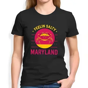 Retro 'FEELIN SALTY' Maryland Crab Graphic T-Shirt - Comfortable -All Cotton