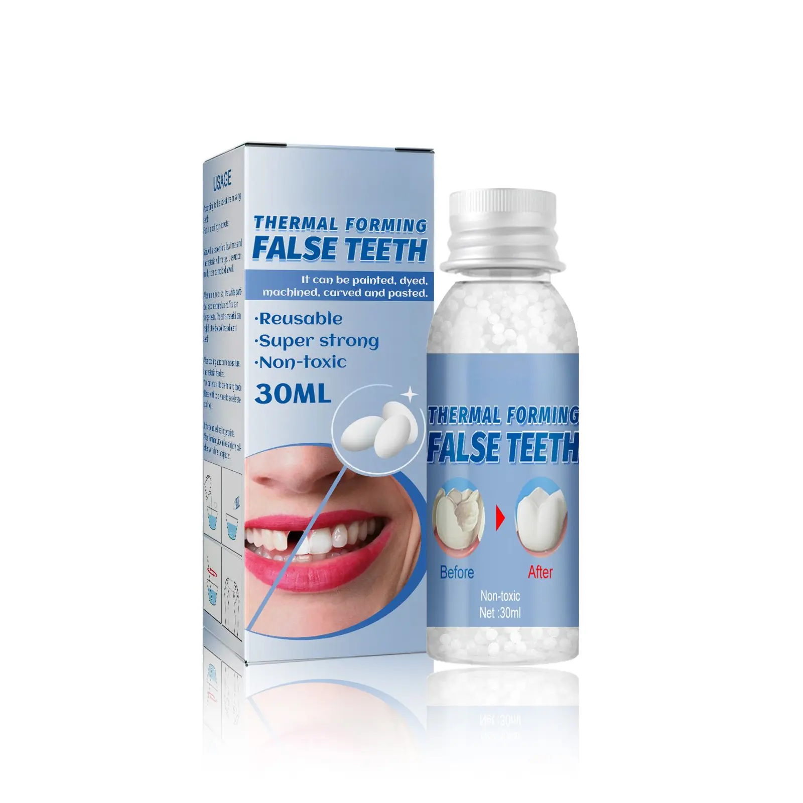 Moldable Dental Gel Denture Kit, Temp Tooth Filling for Cavities & Gaps, Fake Teeth Replacement & Custom Shaping False Tooth Repair Solution