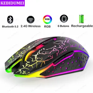 Bluetooth 5.2  RGB 2.4G Wireless  Dual-Mode   6 Buttons Silent  For MacBook Tablet Laptops Computer gaming mouse