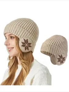 1 Piece Unisex Simple Style Beanie Hat with Ears Covering, Casual Knitted Beanie Hat For Men & Women, Warm Hat For Outdoor Activities, Beanie Fitted
