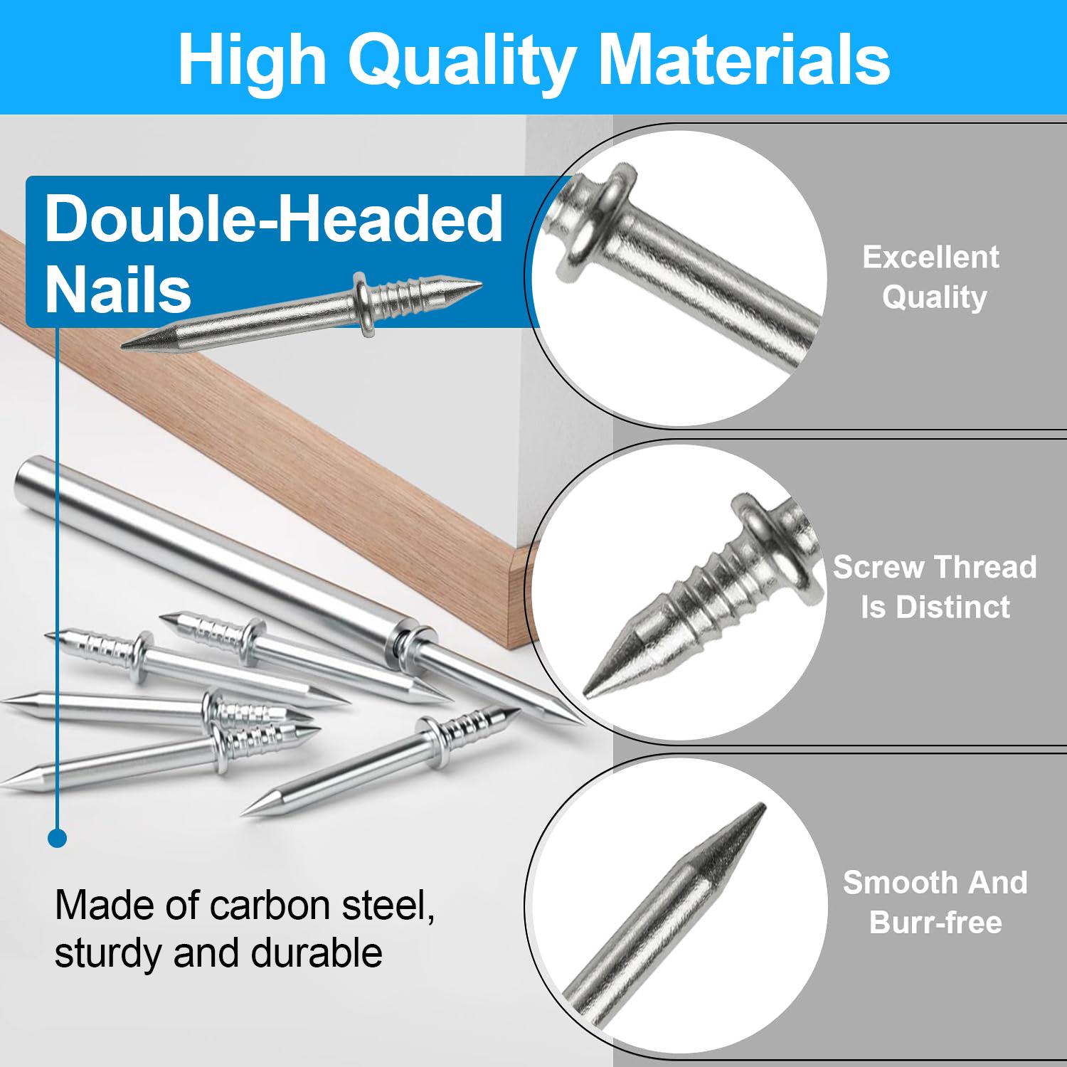 Non-Marking Double-Headed Skirting Nails, No Drilling Required Damage-Free Wall Nails, Easy Installation Mounting Kit for Baseboards, Wall Panels, Furniture Cover Plates, Sturdy Invisible Skirting Board Nails