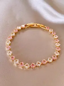 Vintage Geometric Zircon Tennis Bracelet, CZ Tennis Bracelet, Cubic Zirconia Bracelet, Fashionable Elegance for Women, Daily Commute Versatile Design Hand Chain