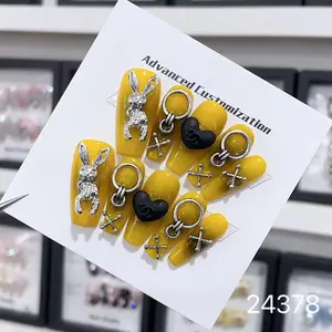 J&Y Beauty Hand Made Press On Nails Style 24378 with Free USB UV Light and Five Sheets Jelly Gel Adhesive Tape Nail Art Nail Care