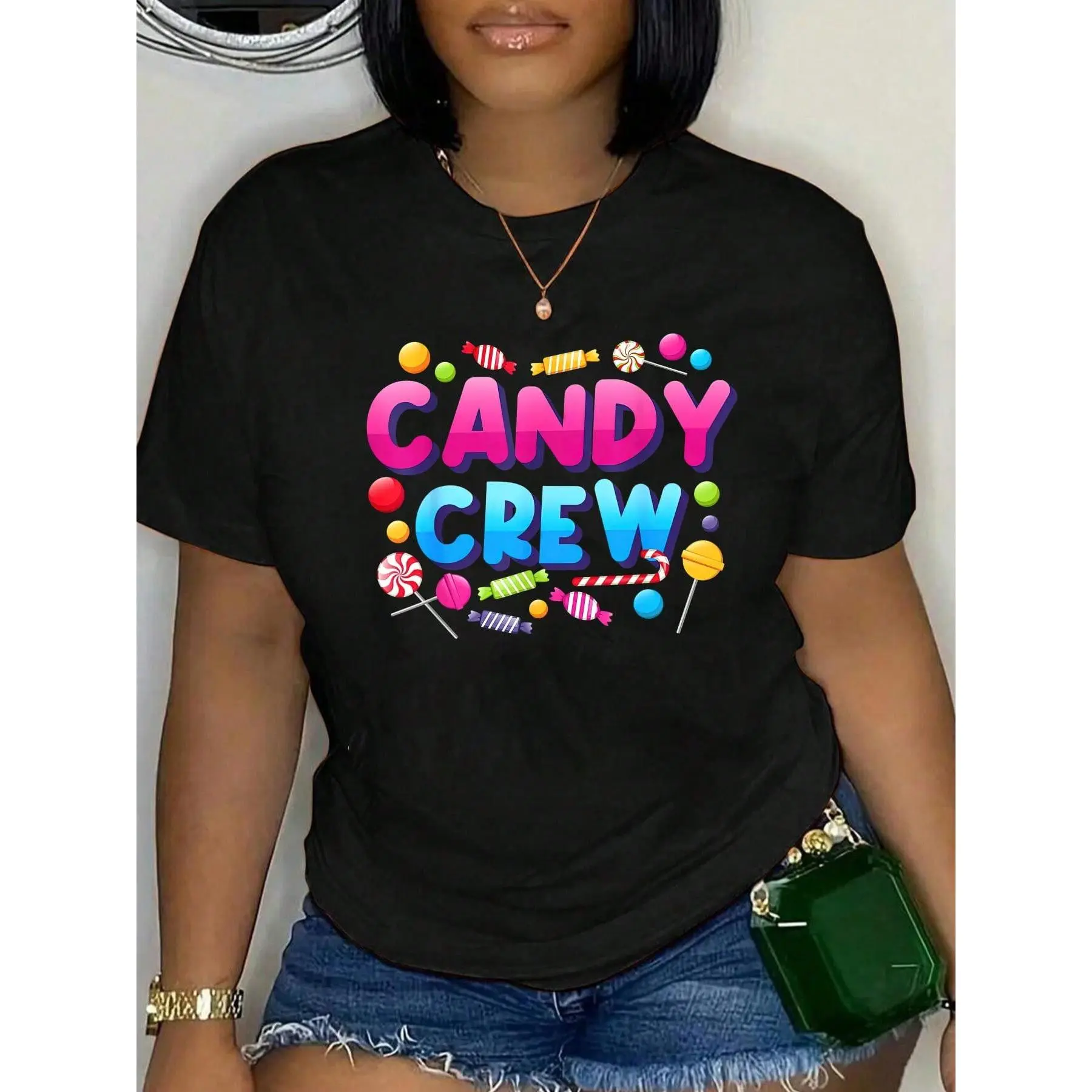 100% Cotton Candy Crew Sweets Candy T-Shirt Men's Women's Soft Breathable Tee Classic Fashion Summer Tops graphic tees men crop tops summer outfits for men summer tops T-Shirt
