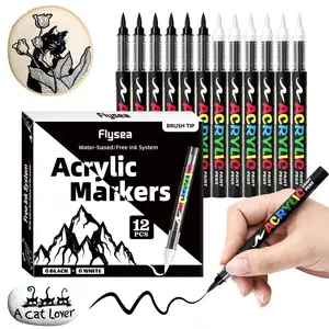 Automatic Ink Control Acrylic Paint Markers, Art Supplies for Students, School Studio Use, Ideal for Rock Painting, Canvas, Fabric, Wood, DIY Projects, Acrylic Paint Pens