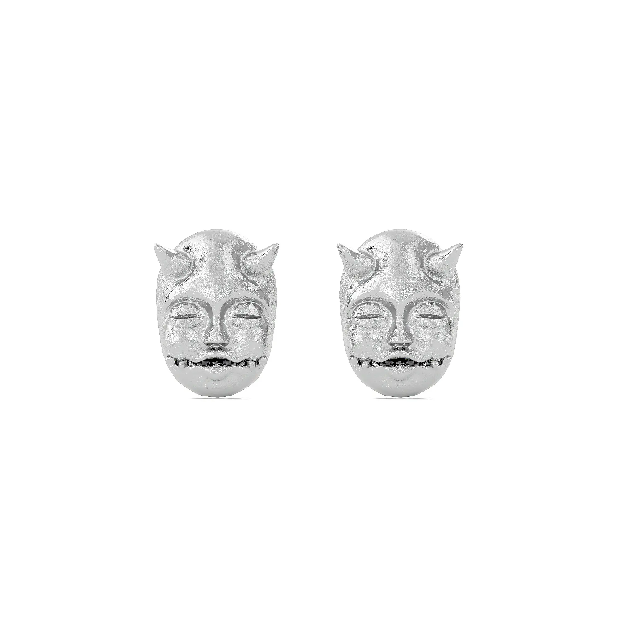 Baby Devil Stud Earrings (14k White Gold Plated)