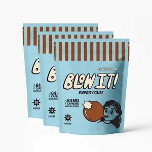Blow It Gum - Crazy Colada 3pack 64mg Caffeine Sugar-Free Mint Flavor 10 Pieces Each Pack Clean Oral Health Support