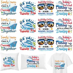 16 Sheets Cruise Iron on Transfers for T-Shirts, Family Trip DTF Transfers Ready to Press Heat Transfers Vinyl, Iron on Patches Decals for Clothes Bag Hoodie Pillow Covers DIY Crafts