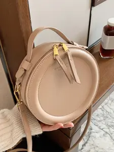Women's Elegant Minimalist Handbag, Trendy Plain Color Circle Bag, Chic All-match Handbag for Daily & Work Use, Casual Trendy Handbag