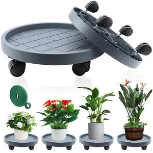 2 Pack Rolling Plant Caddy with Wheels, 15.3 Inch Heavy Duty Plant Stand Mover for Large Flower Pots, Indoor Outdoor Planters