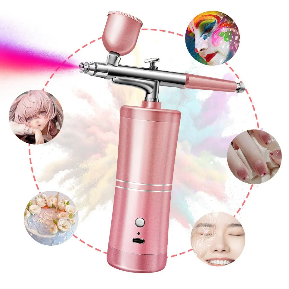 Portable Multifunctional Cordless Spray Gun Kit, Rechargeable Handheld Paint Sprayer with Air Compressor, Gradient Nail Art, Cake Decoration, Tattoo Painting, Hair Salon