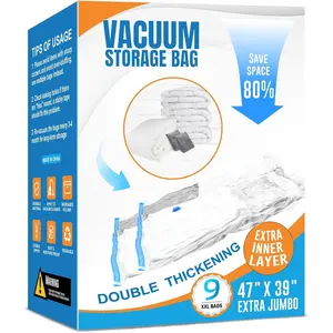 9 Pack XXL Vacuum Bags,-layer Leak-and Puncture-resistant, Large Saver Vacuum Seal Bags for Comforters, Bedding,, Huge Toy (47.2x39.4 in)