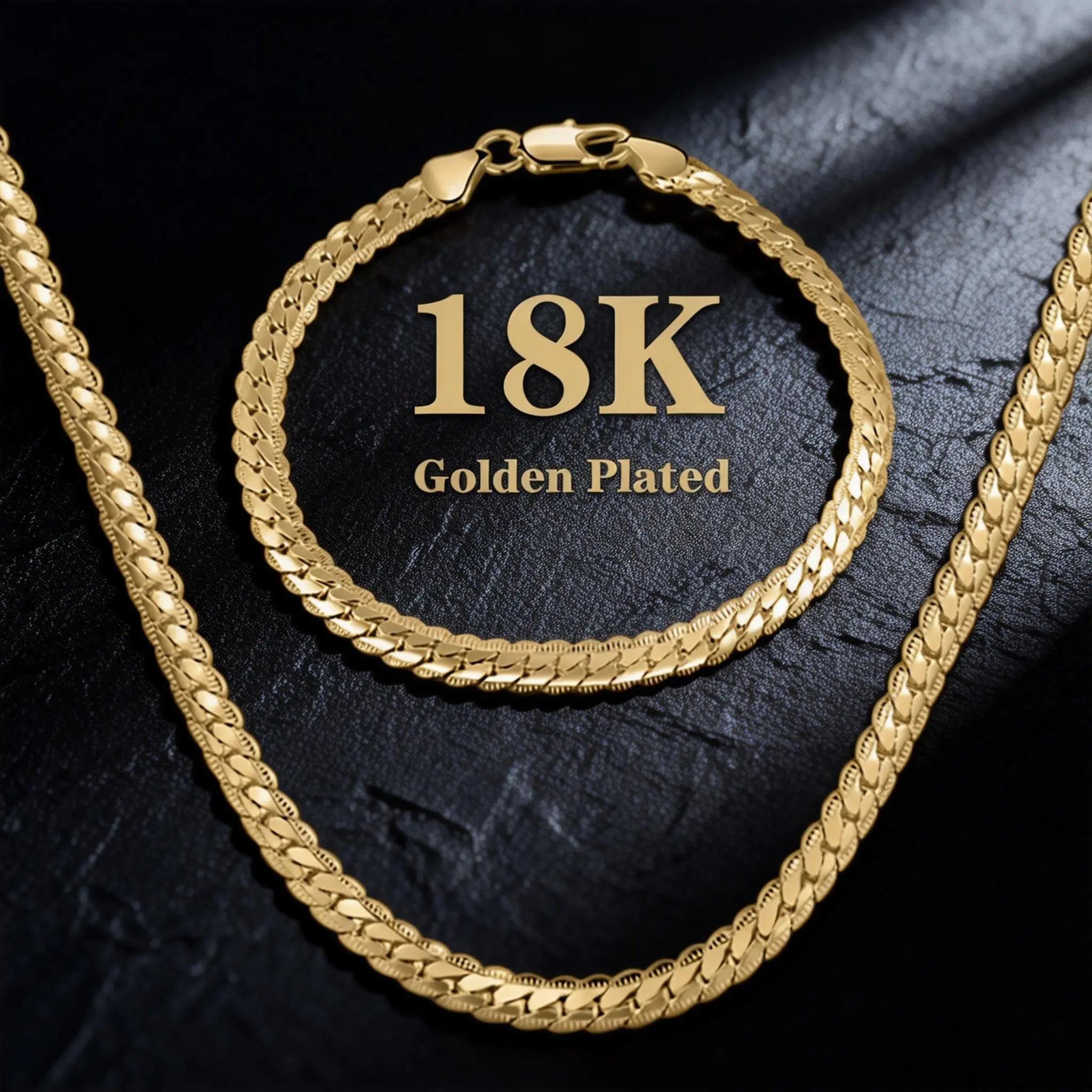 18K Gold-Plated | Width 5mm Cuban Necklace & Bracelet | Vintage Feel | Anti-Rust Technology | Perfect Gifts for Men & Women | Chain Length: 20/22/24 Inches | (Note: This chain is not very soft / Structured Fit)