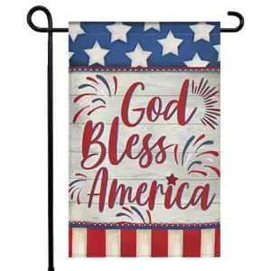 1 pc, 12x18 Inches God Bless America Patriotic Garden Flag: Double-Sided, Durable – Ideal for Garden Home Decor