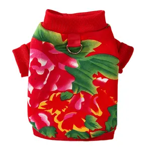 Kitten Apparel Autumn Winter Floral Sweatshirt for Ragdoll British Shorthair New Year Two Legged Cat Clothes