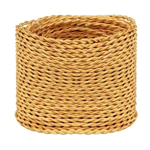 32.8ft Twisted Cloth Covered Wire, Gold 18/2 Cloth Covered Electrical Wire, 18 Wire Gauge 2-Conductor Fabric Covered Lamp Cord, Vintage Twisted Cloth Covered Wire, for DIY Projects (Gold)