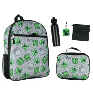 Minecraft Creeper Ghoul 16"  Backpack and Lunch Kit 5pc Set