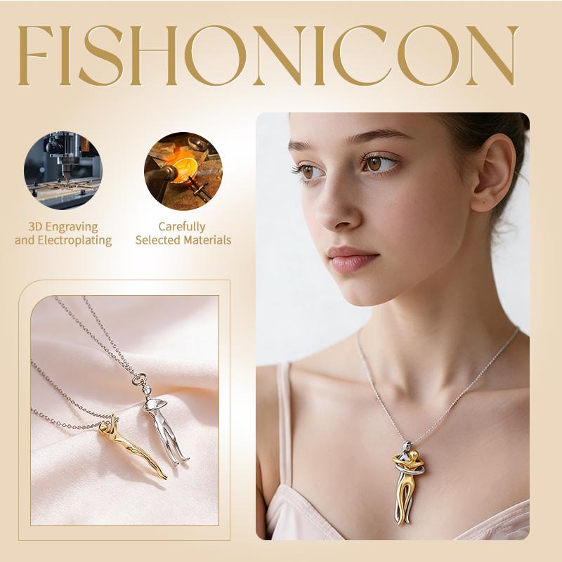 Couple Hug Necklace for Women – Romantic Christmas Gift from Boyfriend or Husband | Ready Gift Box & Love Note | Anniversary, Birthday Jewelry