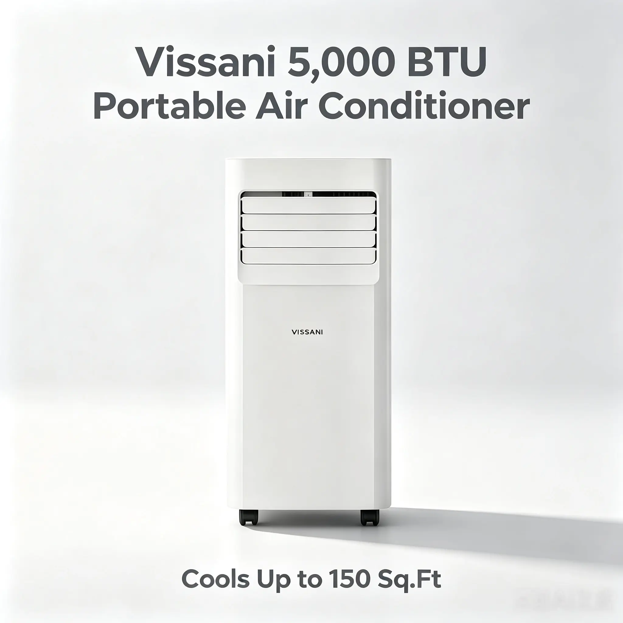 Like New Vissani 5,000 BTU Portable Air Conditioner, 3-in-1 Cooling Dehumidifier & Fan, Quiet Operation, 24-Hour Timer, Remote Control, Easy Installation Kit, Cools Up to 150 Sq.Ft