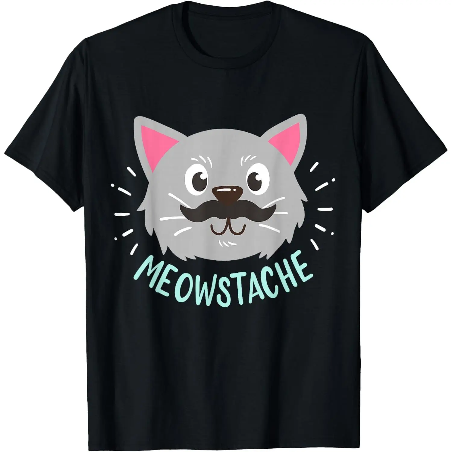 Cat Mustache Moustache Beard Bearded T-Shirt Pure Cotton Graphic Tees Menswear Top: Gifts for Men & Women