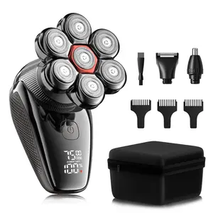 Flowind 3-in-1 Groomer Shaver for Men, Bald Head Shaver & Beard Trimmer, Men’s Electric Shavers Wet/Dry IPX7 Waterproof, 120-Min USB Rechargeable Razor for Face & Body Gift Set for Men Black
