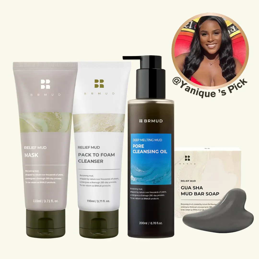 [Official Shop] BRMUD @Yanique's Facial Ultimate Mud Detox Pack (4-Step) - Foam Cleansing Oil, Deep Cleansing Cleanser, Mud Mask, Gua Sha Soap | Complete Pore Care for Radiant Skin